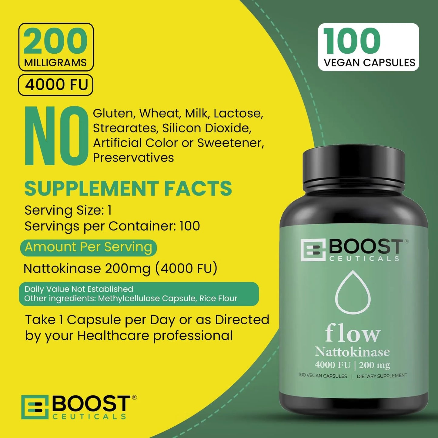 Nattokinase 4000 Fu 200 Mg Suplemento Natural Anticoagulante Y Flujo Sanguíneo 100 Cápsulas Vegano Sin Gluten
