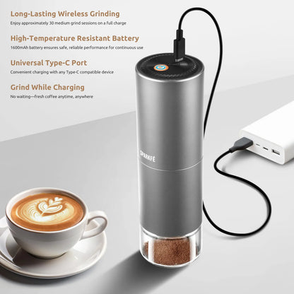 Molinillo De Café Eléctrico Portátil Recargable Con Fresas Cónicas Ajustes De Molienda 24 Niveles
