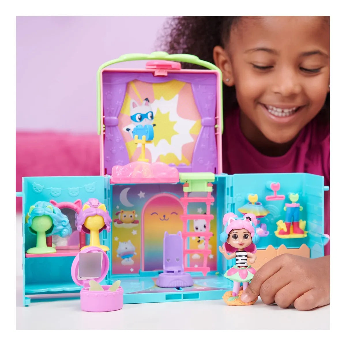 Casa De Muñecas Gabby Dollhouse Con Sesiones De Fotos Y Accesorios