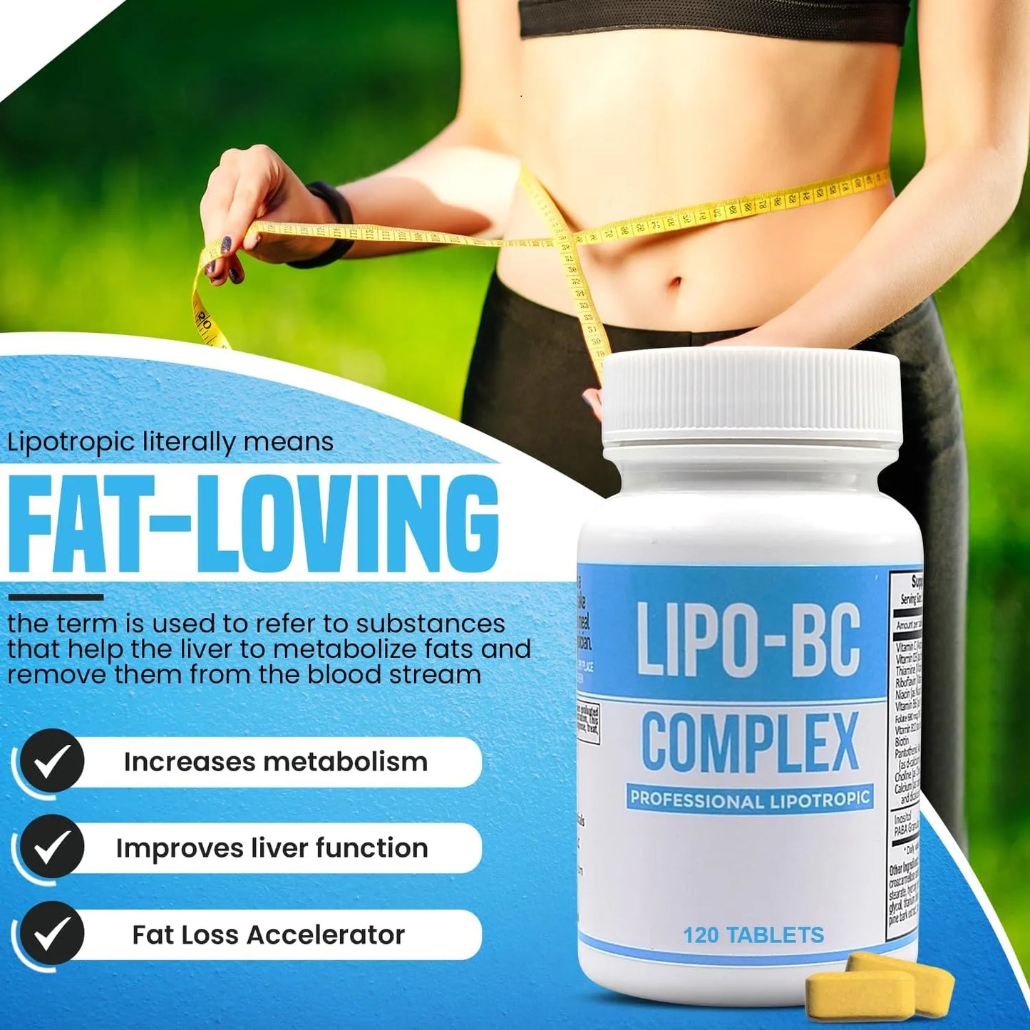 Tabletas Lipo B-Complex Energía Y Metabolismo 120 Tab Vitamina B12 Colina