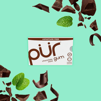 Pur Goma De Mascar Con 100 Xilitol Sabor Menta Chocolate Sin Azucar Vegana