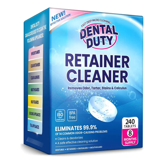 240 Pastillas Limpiadoras Retenedores Dentaduras Sabor Menta 8 Meses Suministro