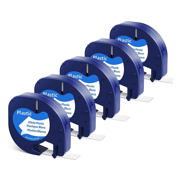 Cintas De Etiquetas Dymo Letratag 91331 5 Recargas Negro Sobre Blanco Resistente