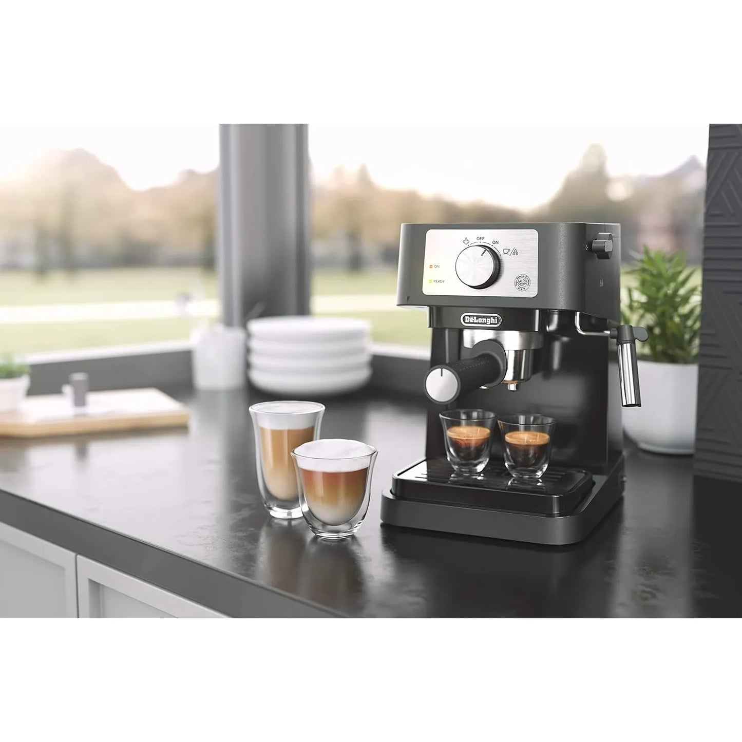 Máquina De Café Expreso Manual De'Longhi Stilosa 15 Bar Espumador Leche Negro