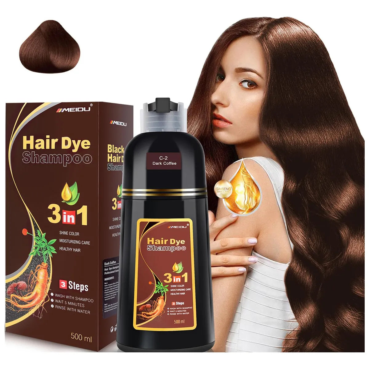 Yourtone Champu De Tinte Cabello Castano Oscuro Color Vibrante Y Nutricion Intensa