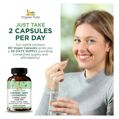 Capsulas Organic De Neem Y Curcuma Con Vitaminas Y Verdura Piel Clara Y Salud Intestinal