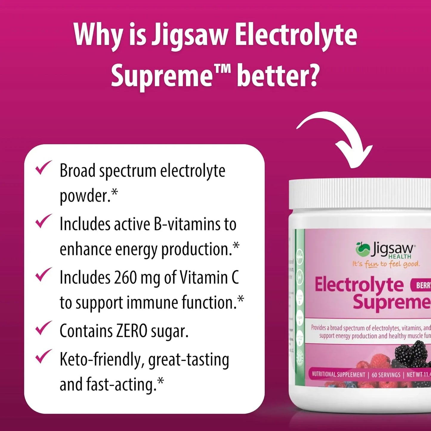 Electrolitos Sabor Bayas En Polvo 60 Paquetes Jigsaw Health Hidratación Energía