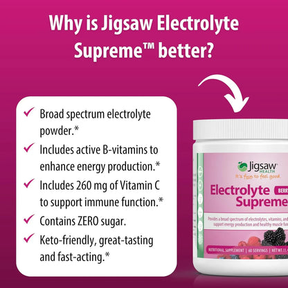 Electrolitos Sabor Bayas En Polvo 60 Paquetes Jigsaw Health Hidratación Energía