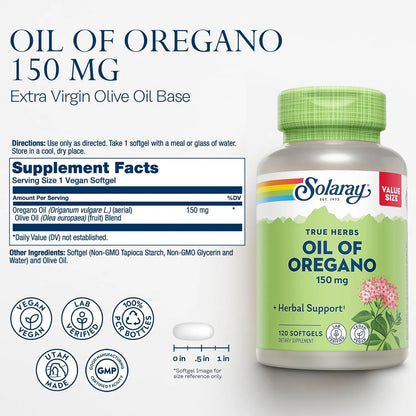 Cápsulas Blandas De Aceite De Orégano 150 Mg Solaray Apoyo Digestivo Y Antioxidante Vegano