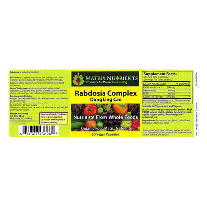 Rabdosia Complex Antioxidante Potente Con Extracto De Té Verde Y Resveratrol 60 Cápsulas Veganas