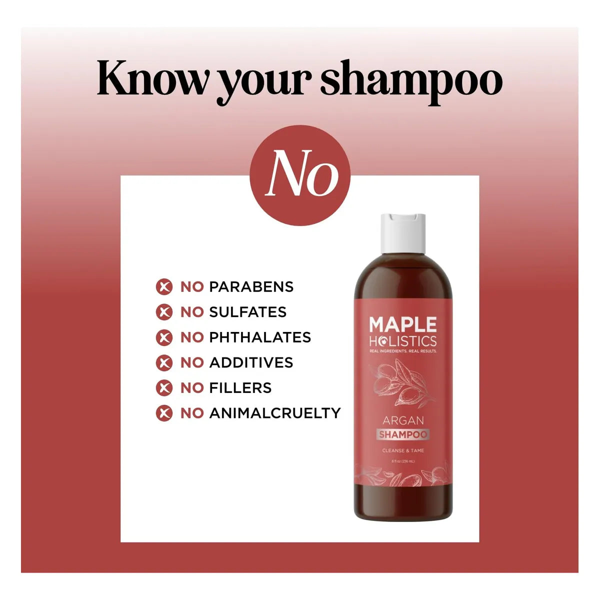 Champú De Argán Sin Sulfatos Maple Holistics Cabello Dañado Brillo Intenso