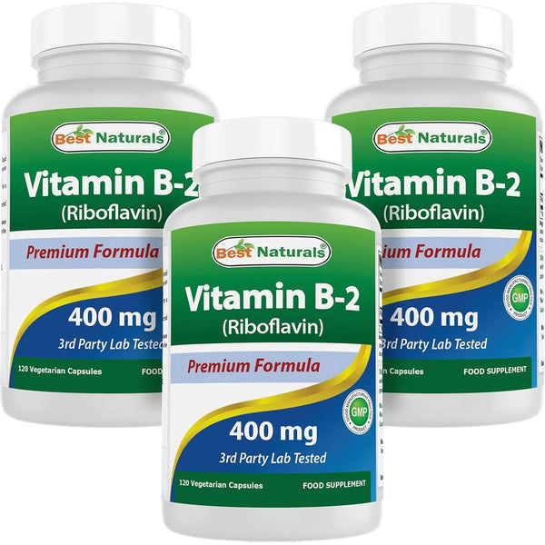 Vitamina B2 400 Mg Cápsulas Vegetales Alivio Migrañas 120 Unidades