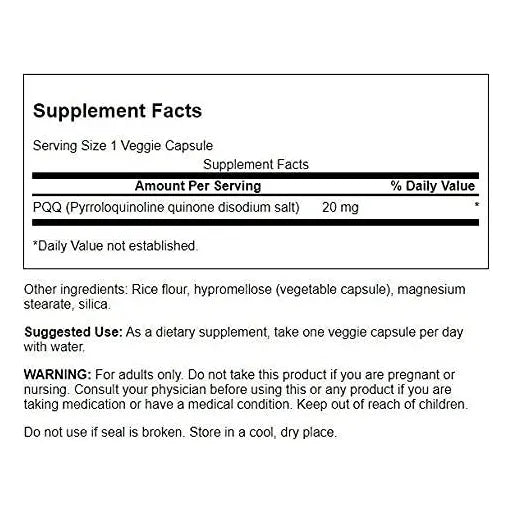 PQQ Pirroloquinolina Quinona 10 Mg 30 Cápsulas Vegetales Energía Celular