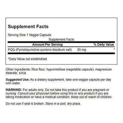 PQQ Pirroloquinolina Quinona 10 Mg 30 Cápsulas Vegetales Energía Celular
