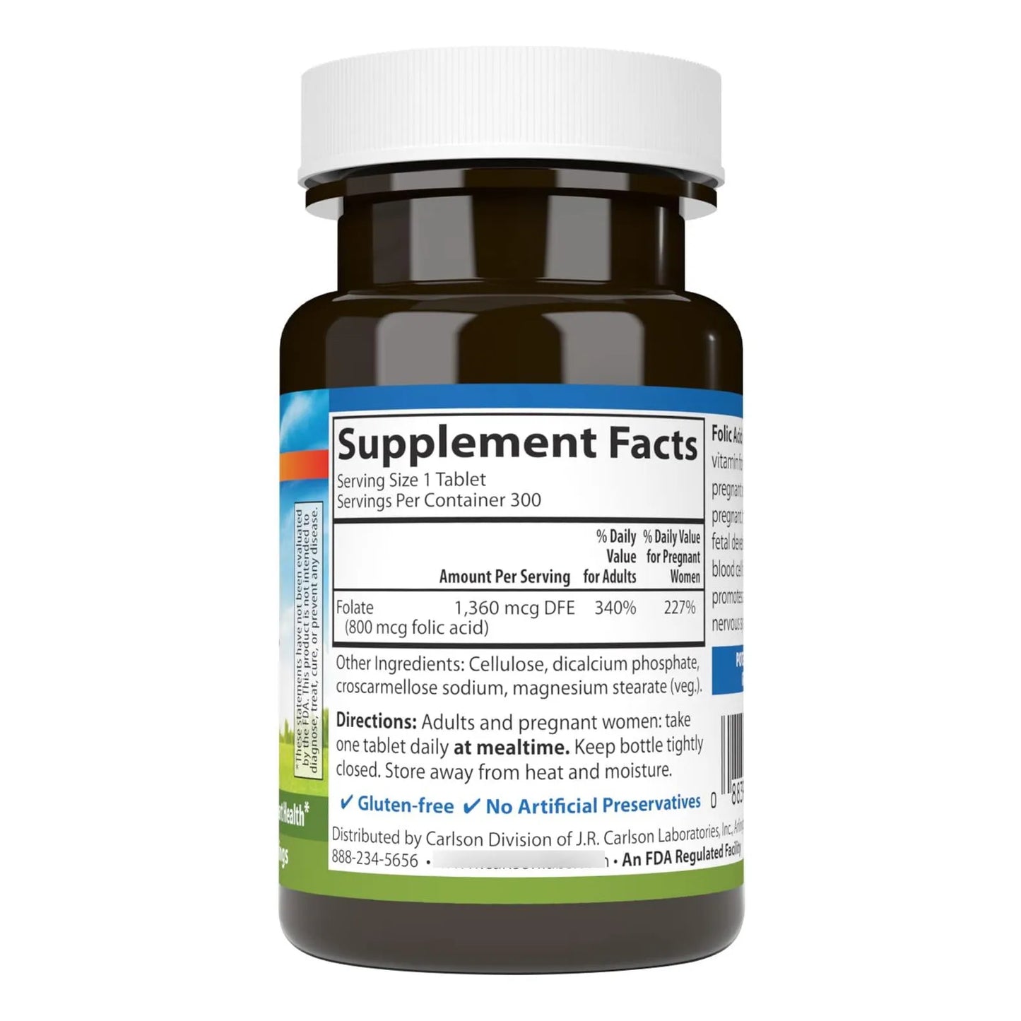 Ácido Fólico 800 Mcg Apoyo Prenatal 300 Tabletas Importado