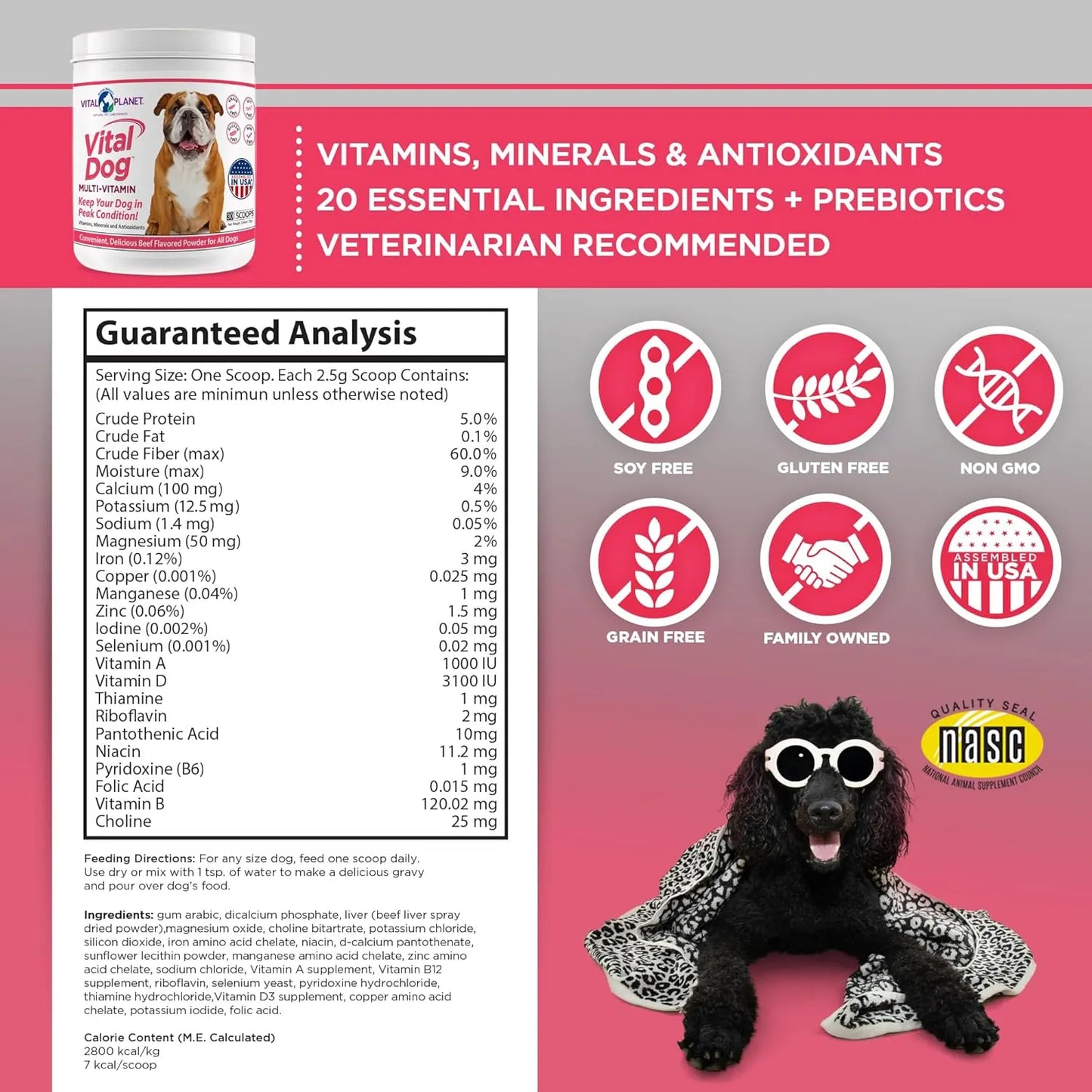 Multivitaminico En Polvo Para Perros Vital Dog Salud Diaria Vitaminas Minerales