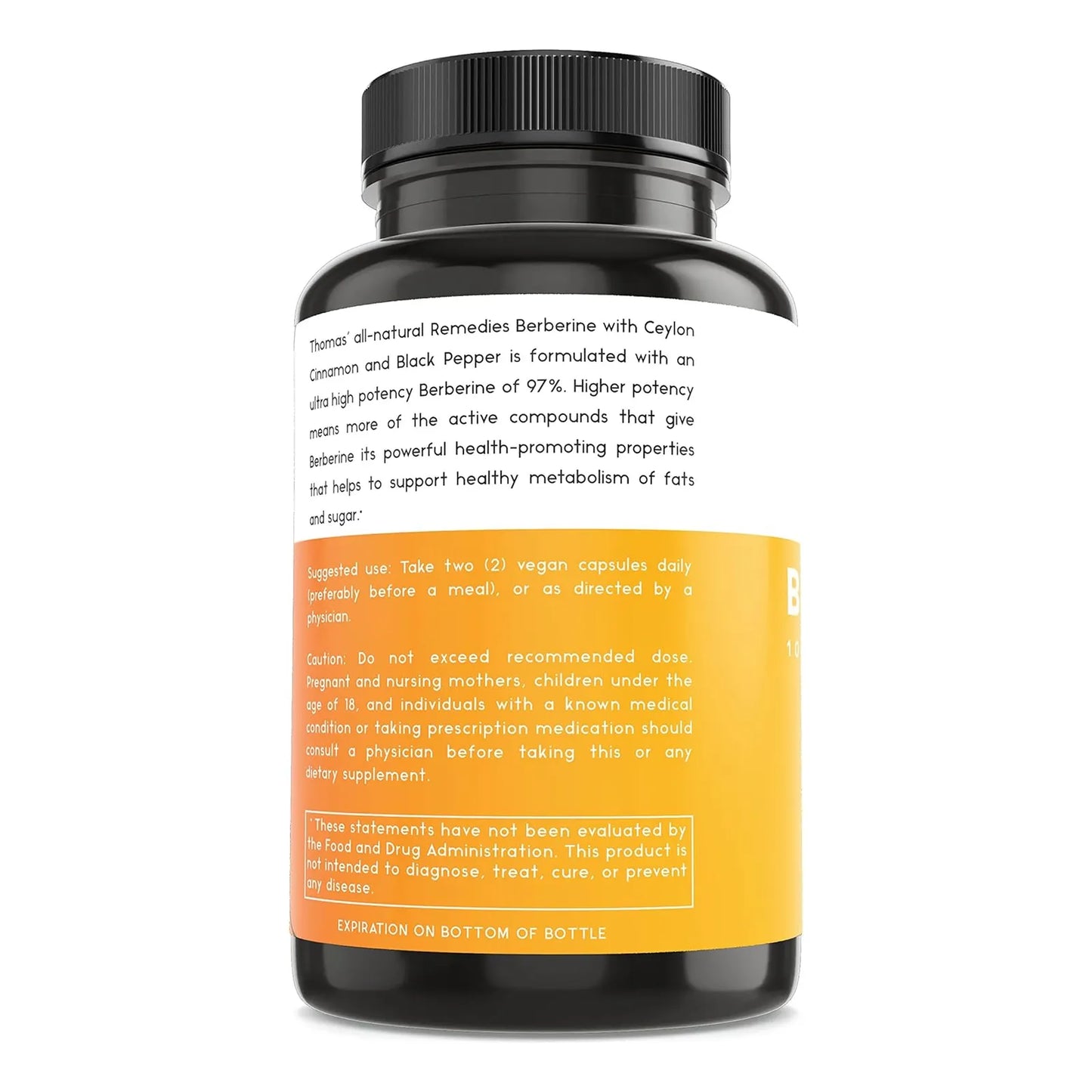 Berberina Natural 500mg Con Canela De Ceilán Y Pimienta Negra 120 Cápsulas Veganas