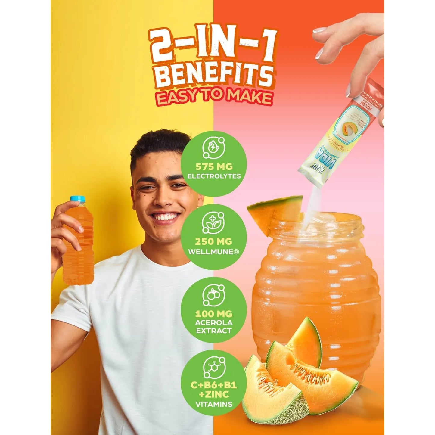 Mezcla Bebida Polvo Hidratación Inmunidad Sabor Mango Horchata Wellmune Acerola