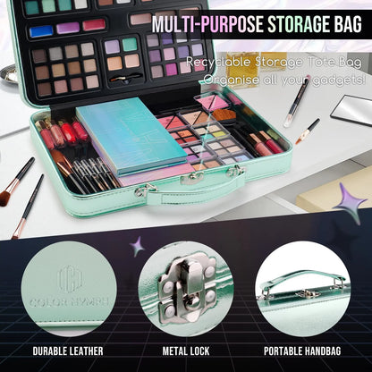 Juego De Maquillaje Infantil Todo En Uno Kit Para Principiantes Con Estuche Verde Y 54 Colores