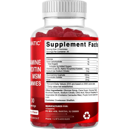 Gomitas Condroitina Glucosamina MSM Vitamina E Soporte Articular 60 Unidades