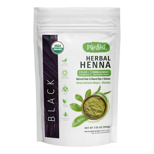 Polvo De Henna Orgánico 200g Tinte Natural Para Cabello Negro Vegano Y Cruelty Free