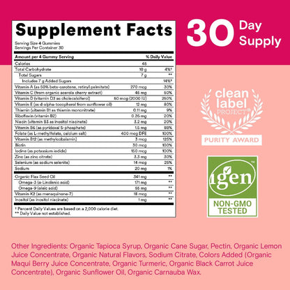 Gomitas Multivitamínicas Orgánicas Mujeres Con Biotina Omega 3 Y Vitaminas Esenciales 120 Unidades