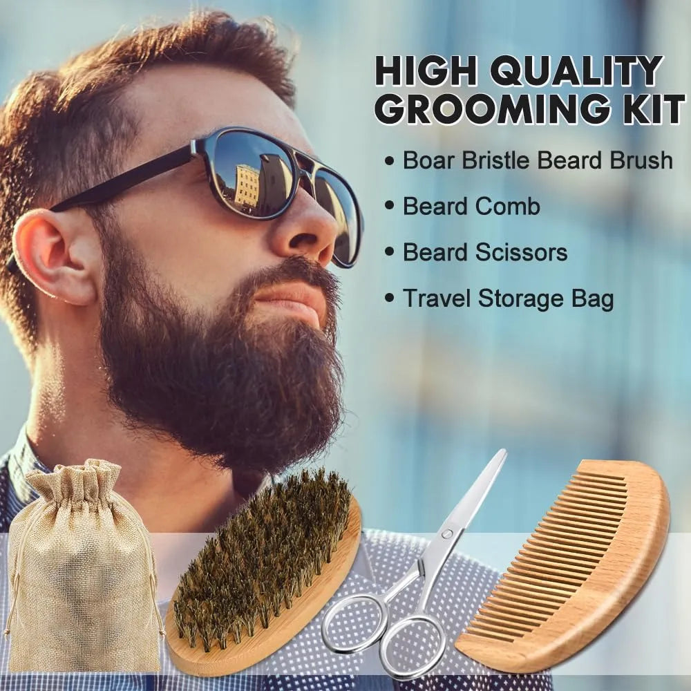 Kit De Barba Premium Con Aceite Bálsamo Y Accesorios Regalo Ideal Para Hombres
