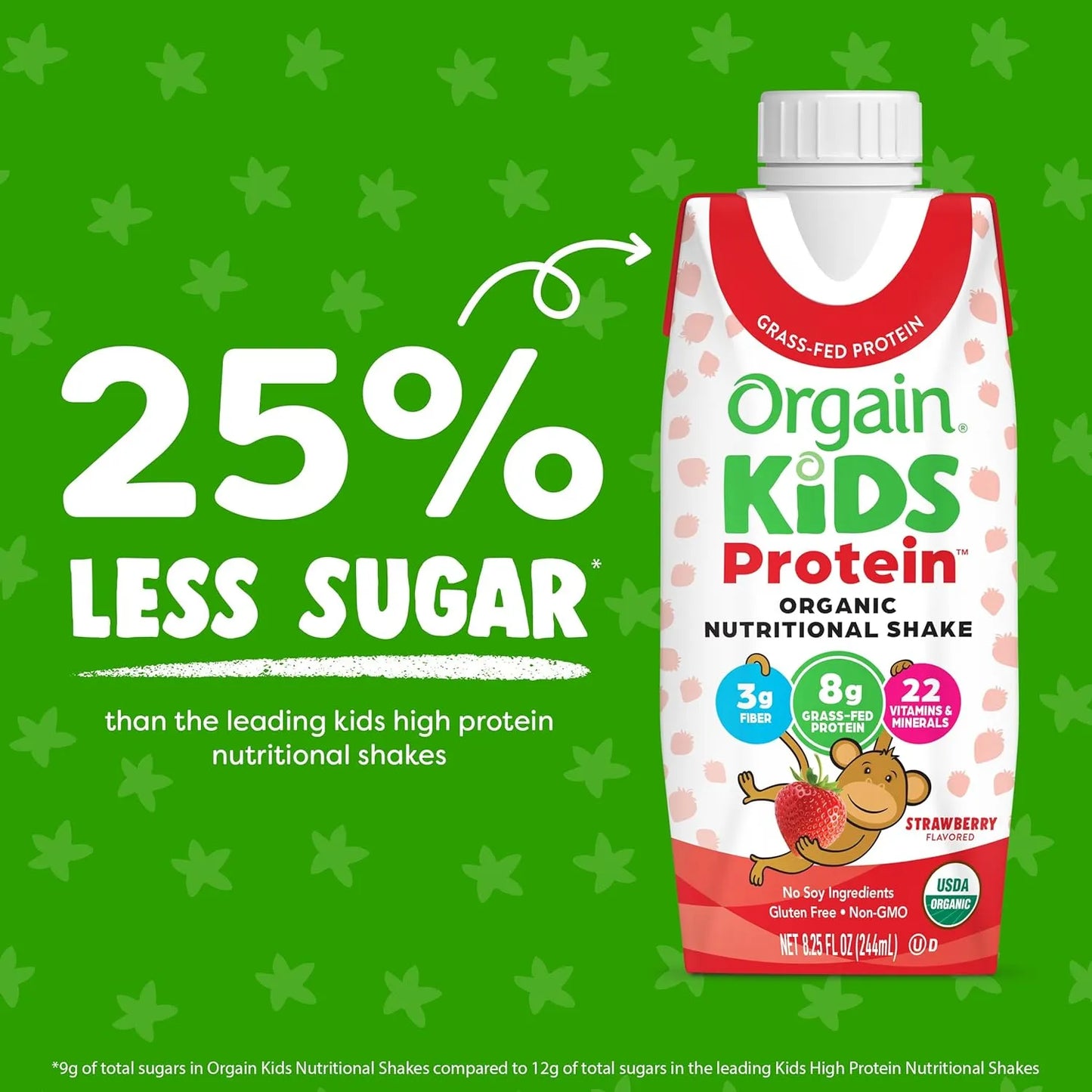 Batido Nutricional Orgánico Para Niños Sabor Fresa Orgain Kids 8.25 Oz Paquete De 12