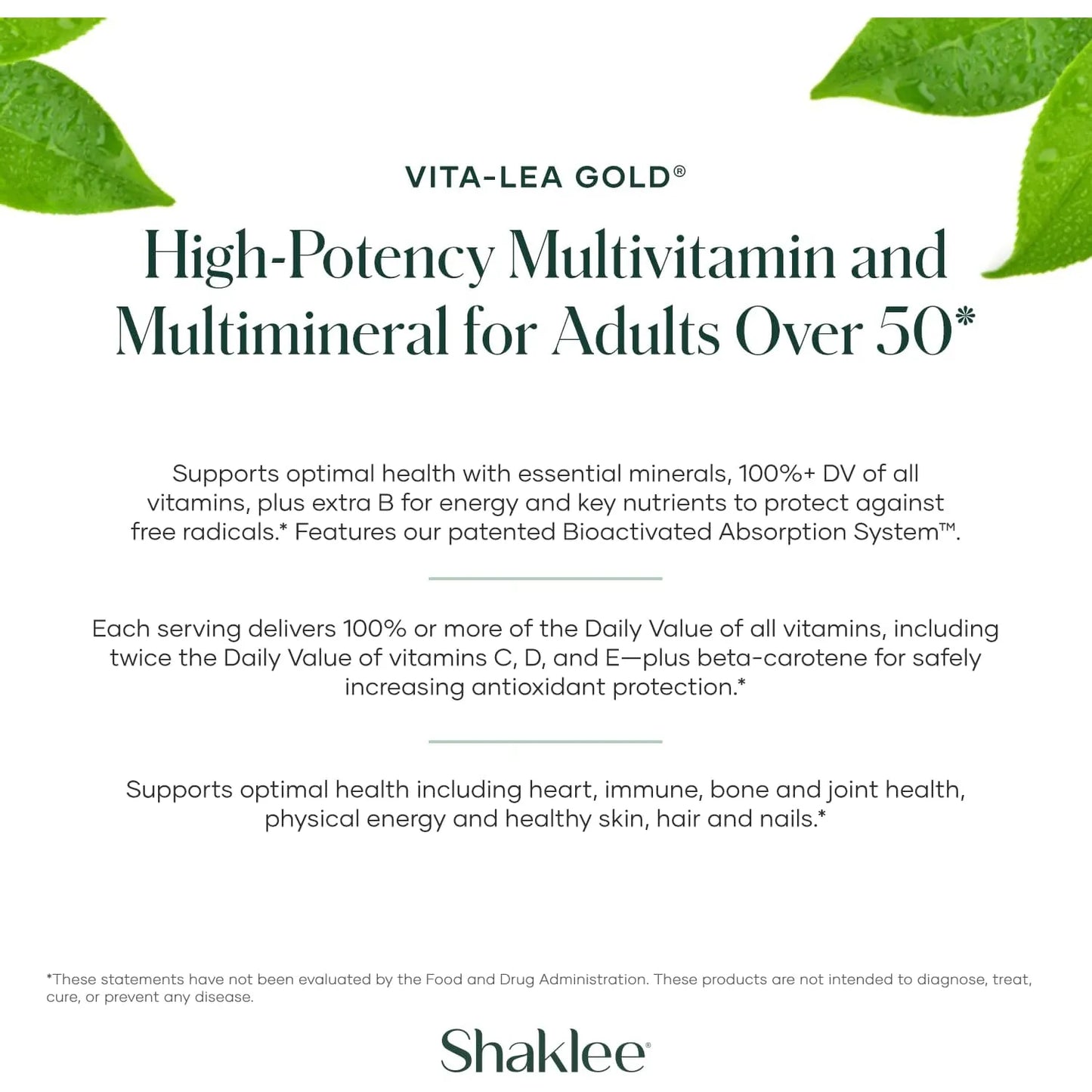 Vita Lea Gold Multivitaminico Alta Potencia Con Vitamina K Para Adultos 50 Años