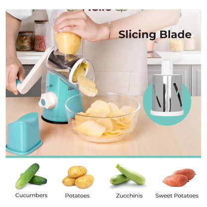 Rallador De Queso Rotativo X Home Con Base De Succion 3 Cuchillas Incluidas