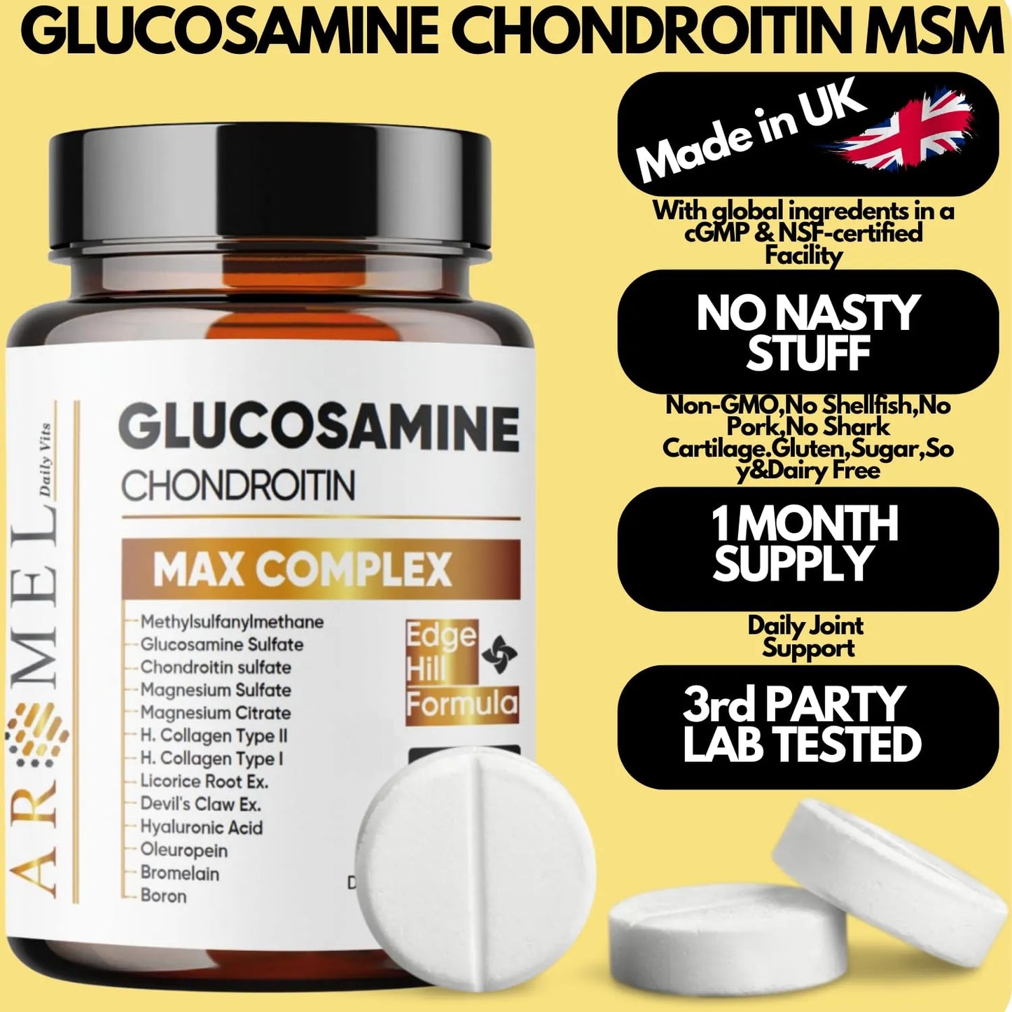 Glucosamina Condroitina Con Cúrcuma Y MSM 60 Tabletas Para Articulaciones
