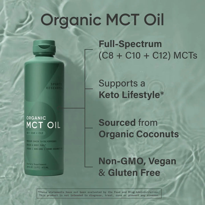 Aceite Mct Sports Research Orgánico Energía Natural 16oz - Imagen 3
