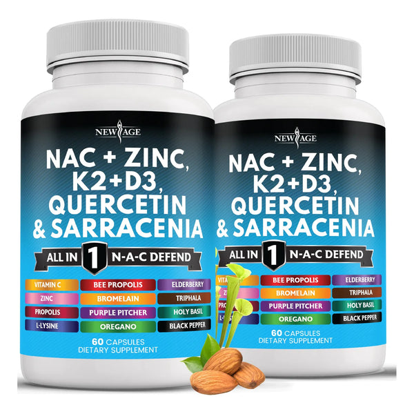 Suplemento NAC Con Vitamina D3 K2 Zinc Quercetina Triphala 120 Cápsulas