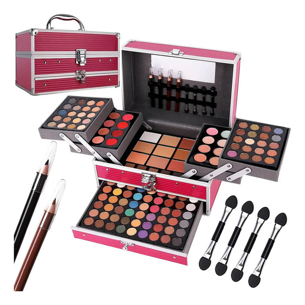 Kit Maquillaje Profesional 132 Colores Estuche Premium Sombras Labiales Brochas