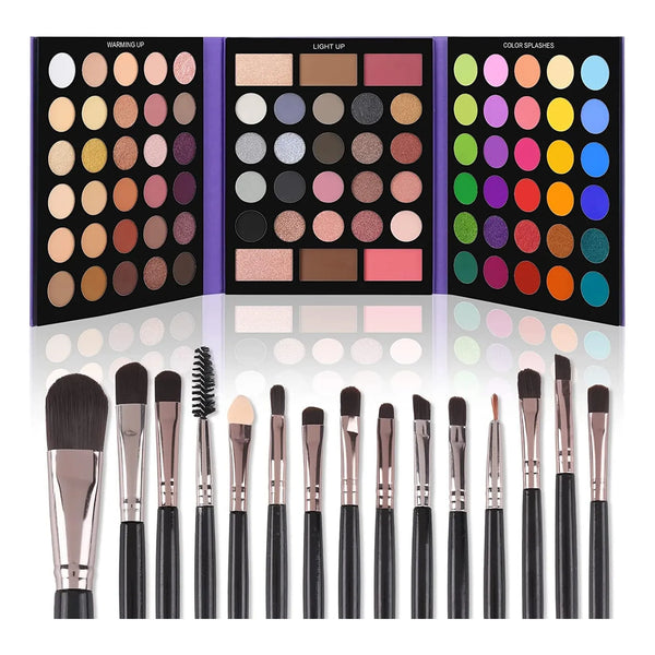 Paleta De Sombras Ucanbe 86 Colores Mate Brill Con Brochas Kit Maquillaje Profesional