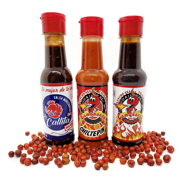 Pack De 3 Salsas La Callita Camananga Roja Y Negra 5 Onzas Chile Chiltepin