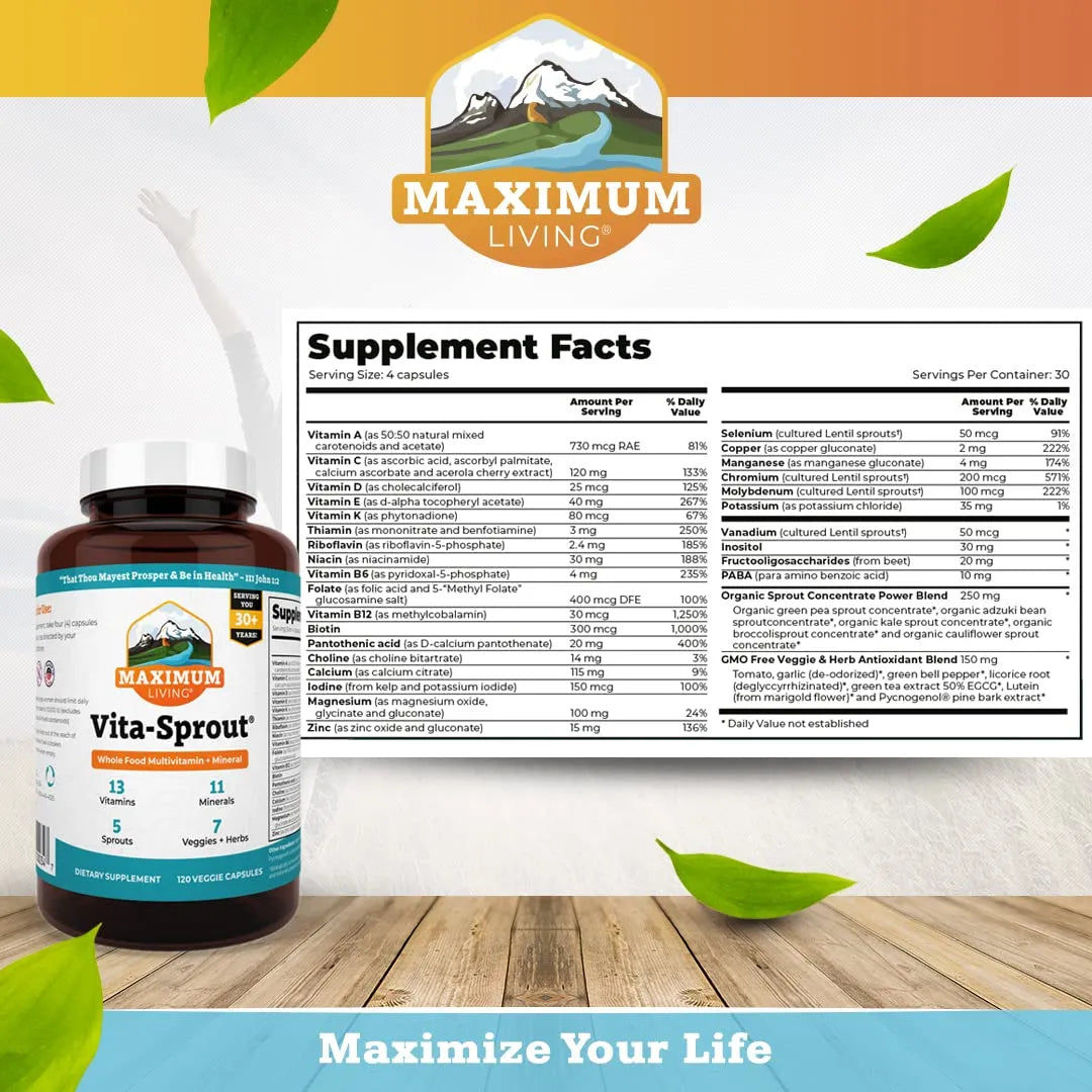 Multivitamínico Vita Sprout 120 Cápsulas Cabello Piel Uñas Saludables Y Soporte Inmunológico