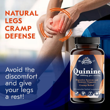 Tabletas De Quinina Para Calambres Musculares Y Piernas Inquietas 1000 Mg X 110 Capsulas