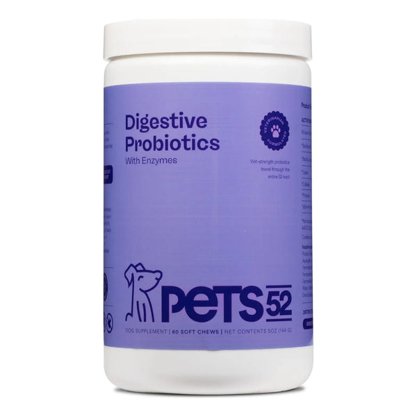 Pets52 Probióticos Digestivos Para Perros Con Enzimas Apoyo Intestinal 60 Masticables