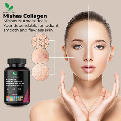 Suplemento Multi Colágeno Biotina Queratina Ácido Hialurónico Crecimiento Cabello Piel Uñas 60 Cápsulas