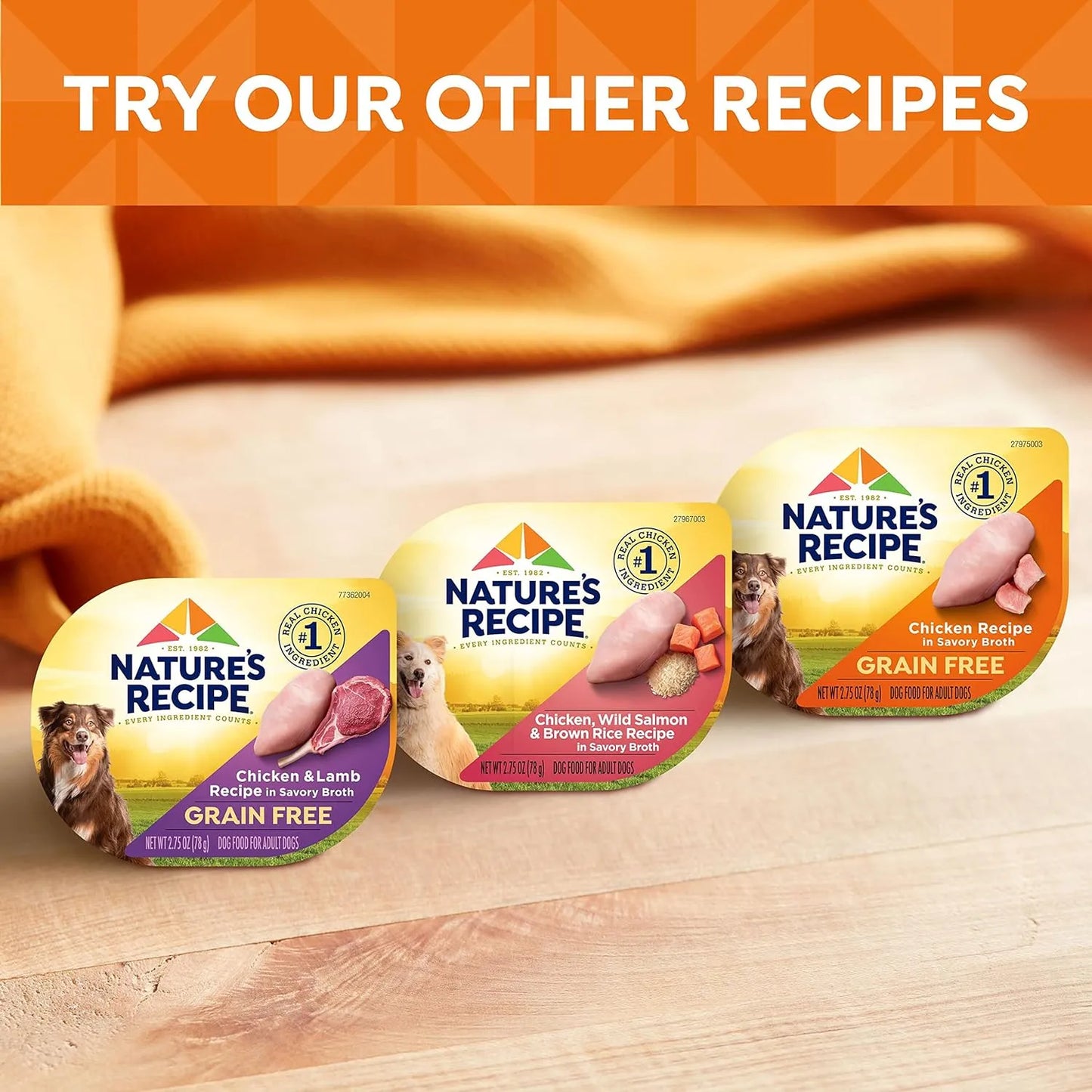 Alimento Humedo Sin Cereales Para Perros Sabor Pollo Y Pavo Nature’s Recipe Pack X12