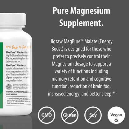 Capsulas De Magnesio Malato Premium 120 Unidades Jigsaw MagPure Energia Y Relajacion