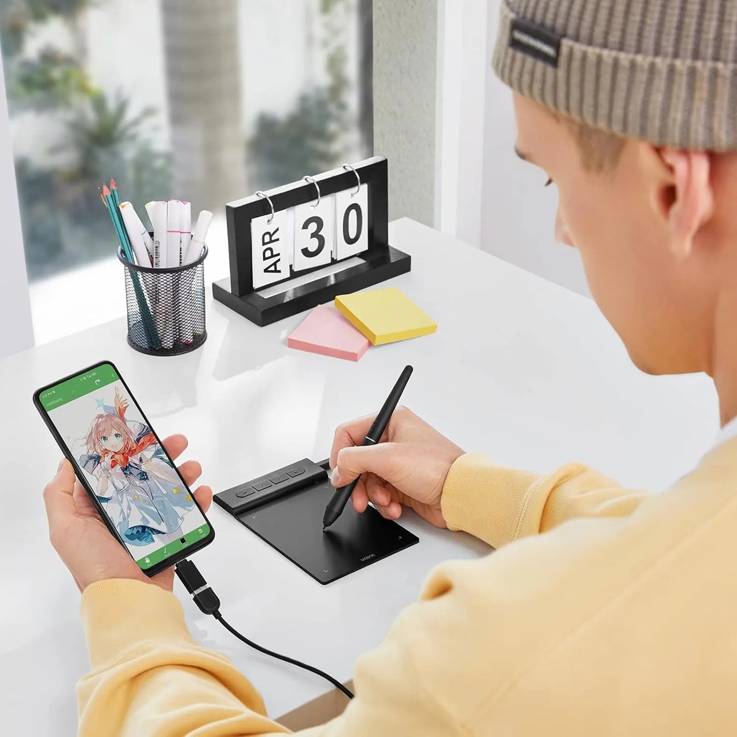 Tableta De Dibujo Veikk VK430 4x3 Pulgadas 8192 Niveles Compatible Multidispositivo