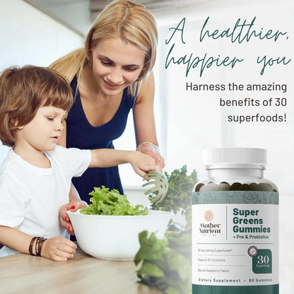 Gomitas Super Greens Con 30 Superalimentos Multivitamínicos Vegetales