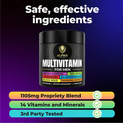 Alpha Tribe Multivitaminico Hombres Con Semilla Negra Seamoss Ashwagandha