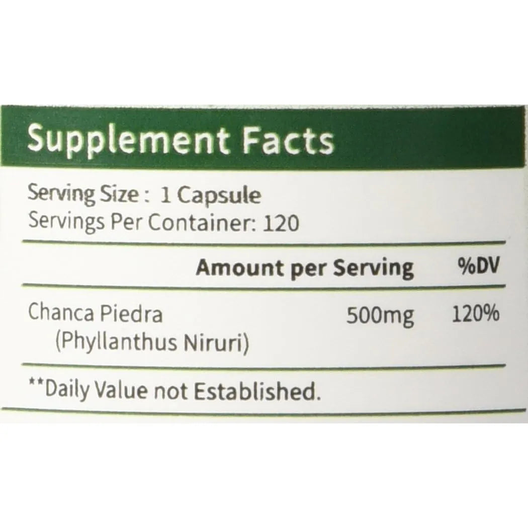 Extracto De Hierba Chanca Piedra Con Phyllanthus Niruri 100 Cápsulas Soporte Renal