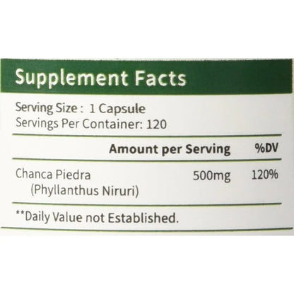 Extracto De Hierba Chanca Piedra Con Phyllanthus Niruri 100 Cápsulas Soporte Renal
