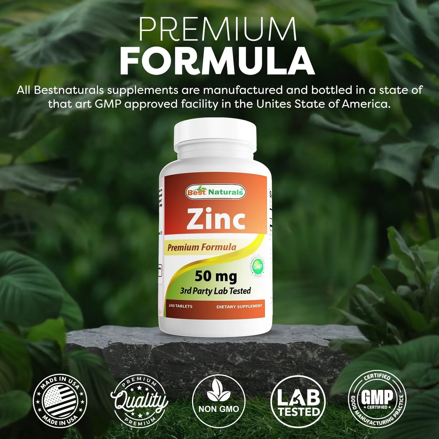Suplemento De Zinc Gluconato 50 Mg 240 Comprimidos Paquete Doble Best Naturals
