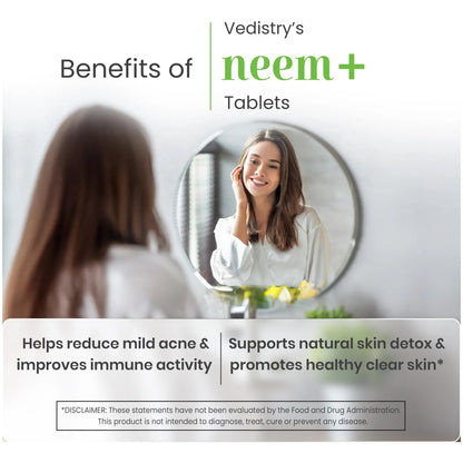 Tabletas De Neem 1100 Mg Con Extracto De Pimienta Larga 60 U Vegano