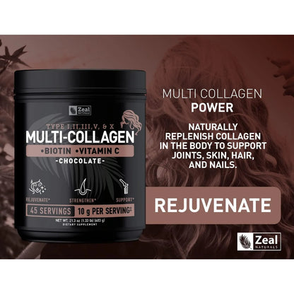 Proteína En Polvo Péptidos Colágeno Múltiple Premium Con Vitamina C Biotina Y Ácido Hialurónico Para Piel Cabello Y Uñas